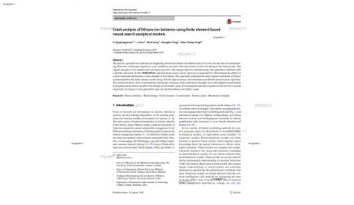 Crash analysis of lithium-ion batteries using finite element based neural search analytical models